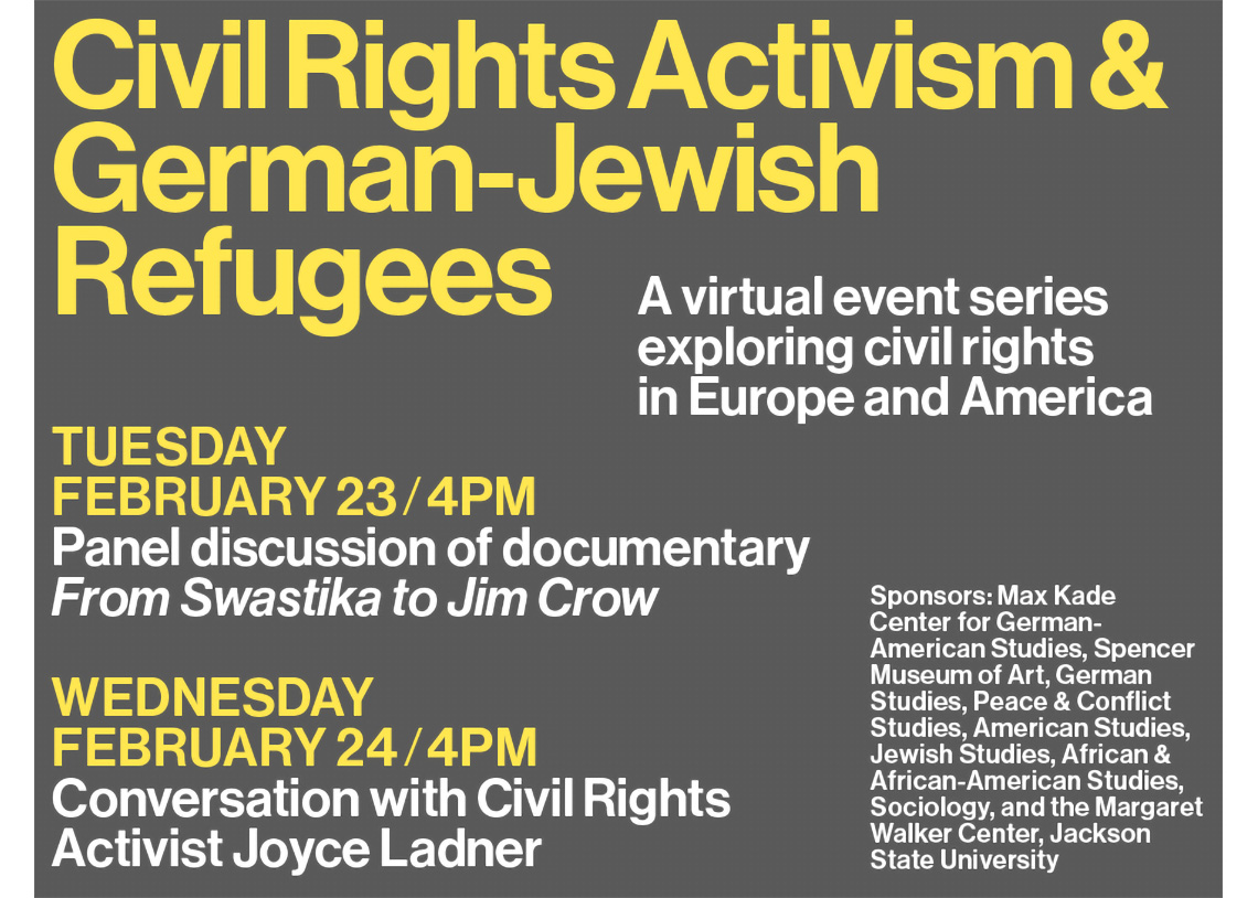 Poster advertising for Civil Rights Activism & German-Jewish Refugees Panel